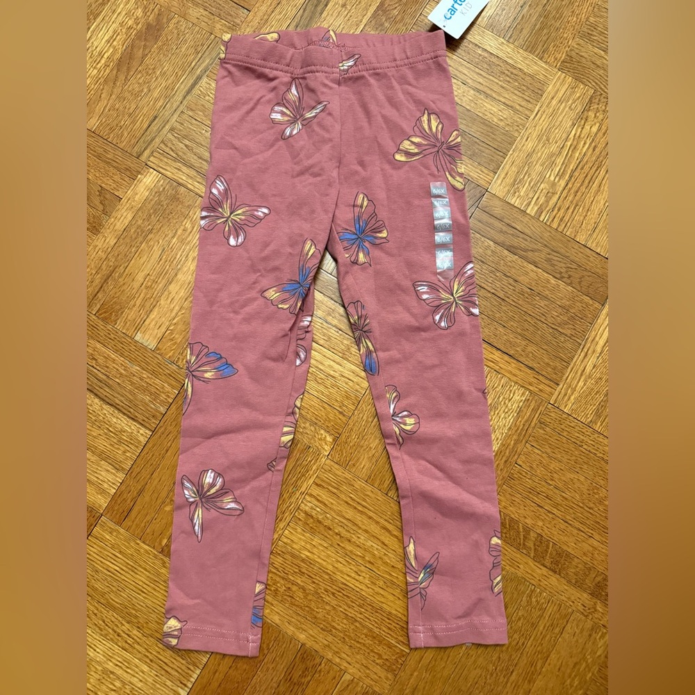 Carter’s Butterfly Print Kids Leggings NWT SIZE 6/6x